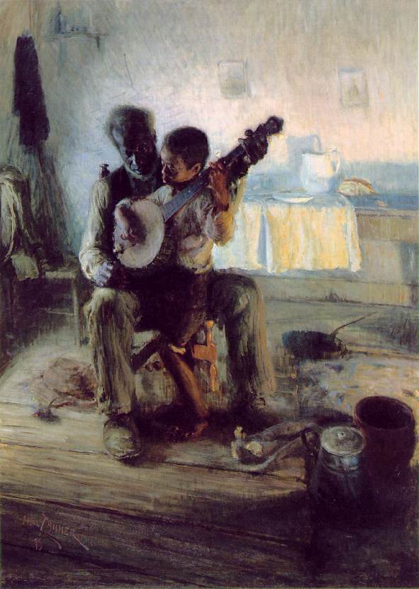 The Banjo Lesson by Henry Ossawa Tanner (public domain artwork)